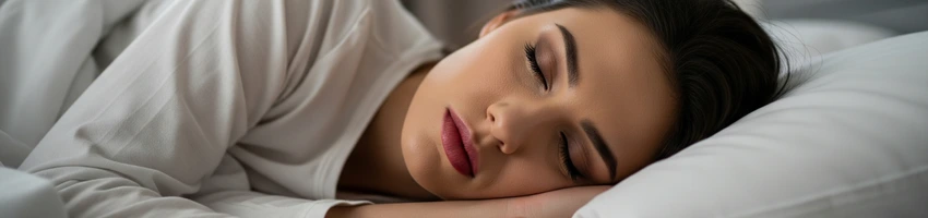 Mujer con restos de maquillaje antes de dormir